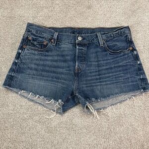 Levi's Dark Blue Denim Cut Off Shorts Button Fly Size 30